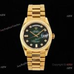 Swiss Rolex Day-Date 36 Replica Watch with Green Ombre Dial Gold President